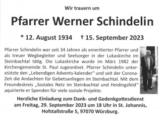 Pfarrer Werner Schindelin